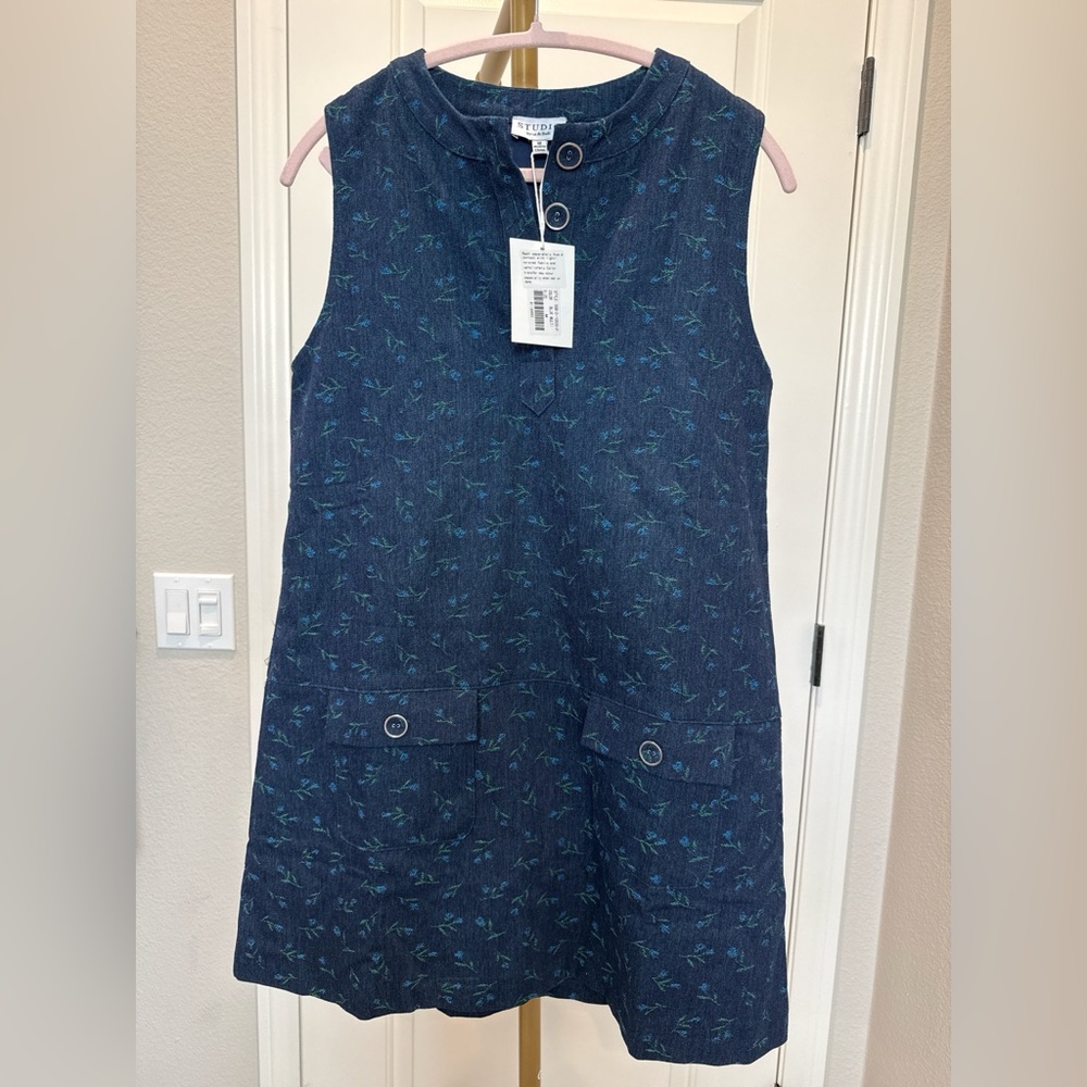 Denim dress with mini floral design